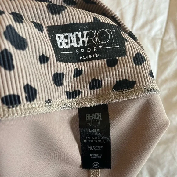 Beach Riot Taupe Spot Animal Print Ribbed Ayla Leggings - Picture 8 of 10